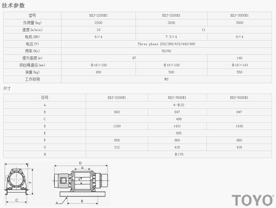 KDJ-2200E1-3200E1-3500E1型電動卷揚機技術(shù)參數(shù)